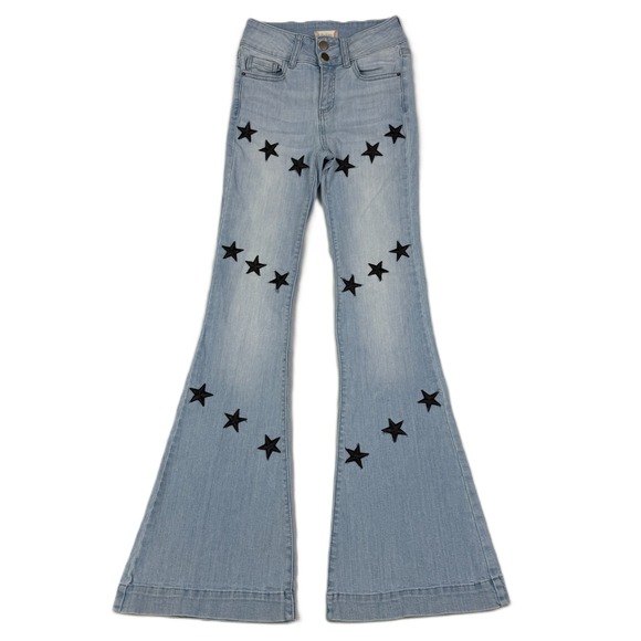 Altar'd State Denim - Altar'd State Womens Flare Jeans with Stars Size 25/0 Light Wash Denim SPP11593